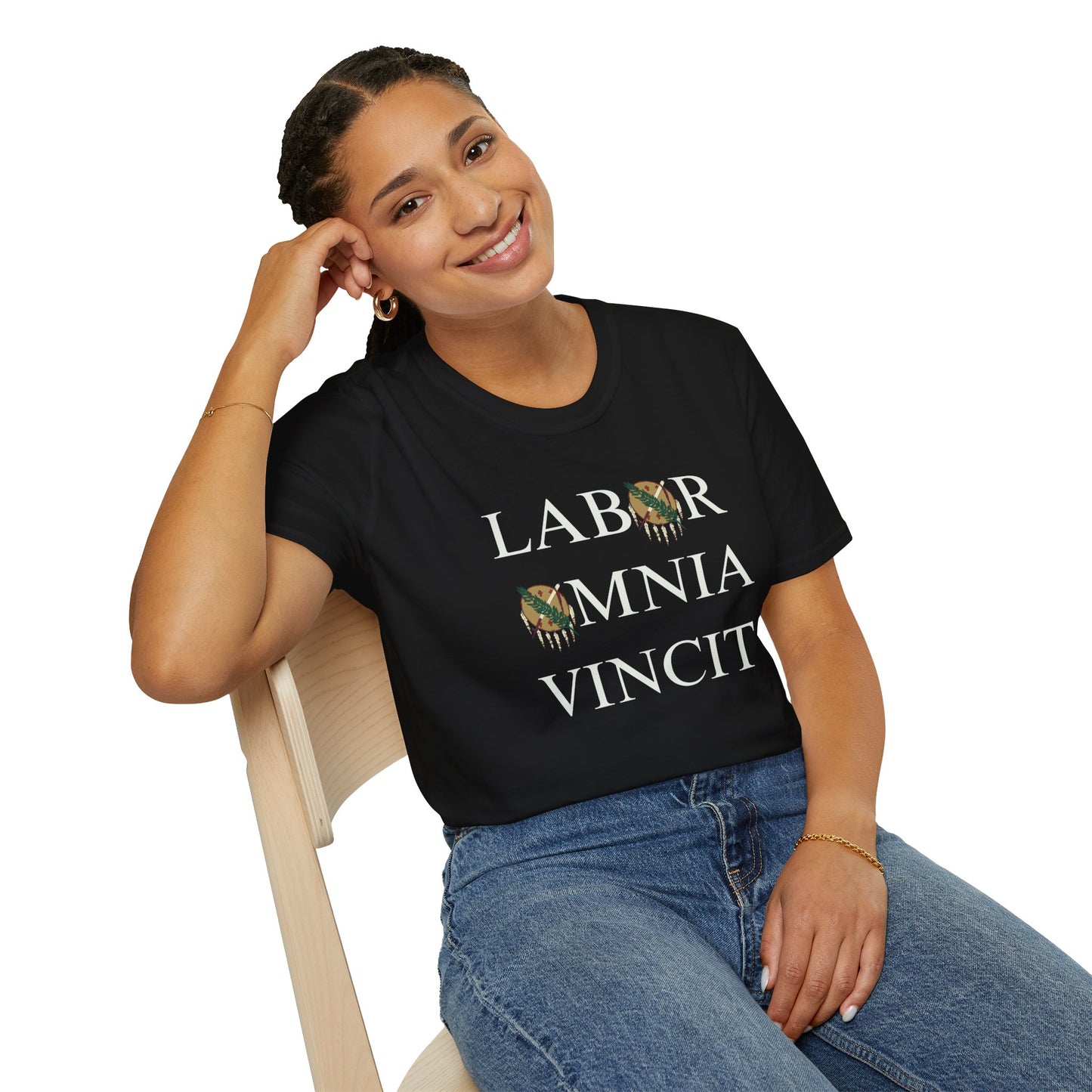 Labor Omnia Vincit. Our True Motto. 100% ring-spun cotton. XS - 5XL