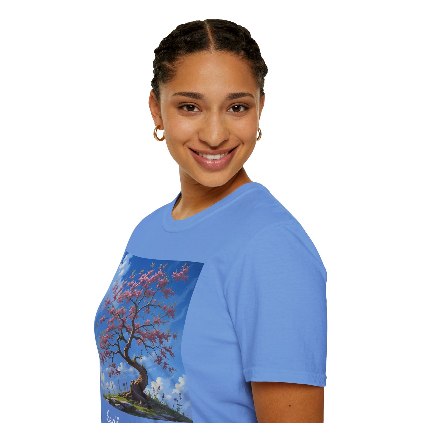Tranquil Tree T-Shirt, Nature Lover Tee, Gift for Gardeners, Botanical Art Shirt, Relaxed Fit Summer Apparel