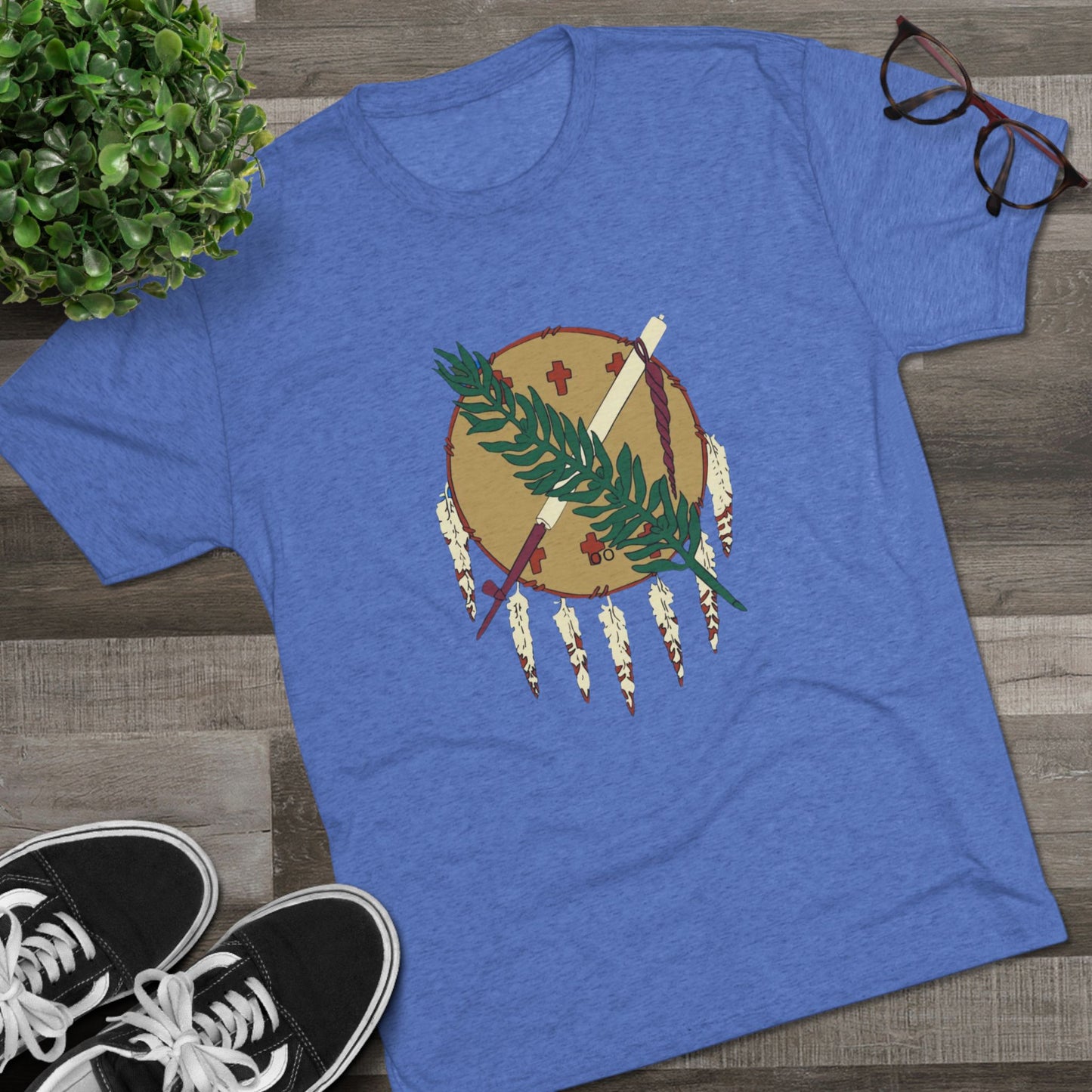 The Osage Shield! Famed for its Beauty and Meaning. Unisex Tri-Blend Crew Tee, Boho Shirt, Casual Wear, Gift for Nature Lovers, Festival Apparel, Unique Graphic Tee