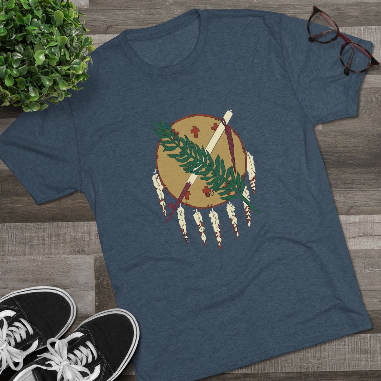 The Osage Shield! Famed for its Beauty and Meaning. Unisex Tri-Blend Crew Tee, Boho Shirt, Casual Wear, Gift for Nature Lovers, Festival Apparel, Unique Graphic Tee