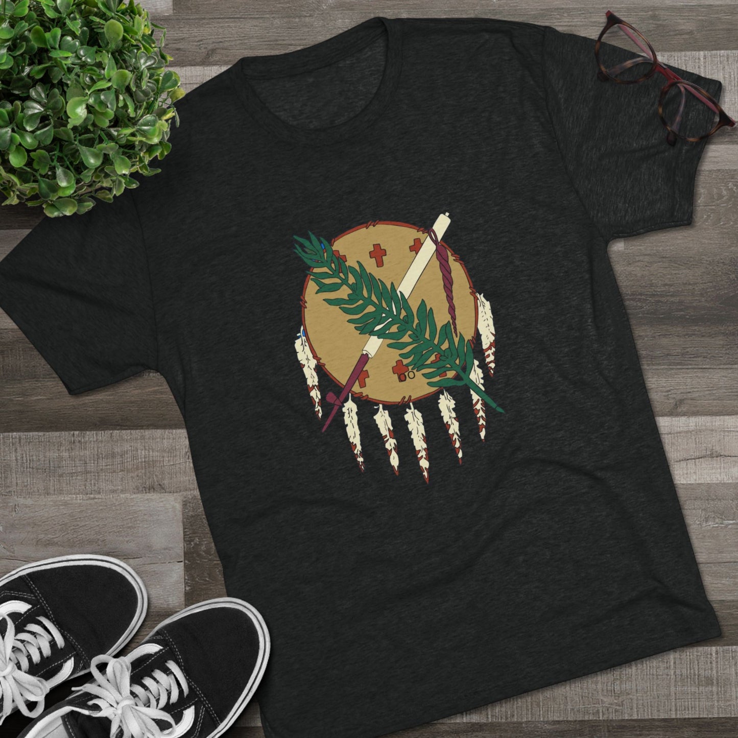 The Osage Shield! Famed for its Beauty and Meaning. Unisex Tri-Blend Crew Tee, Boho Shirt, Casual Wear, Gift for Nature Lovers, Festival Apparel, Unique Graphic Tee
