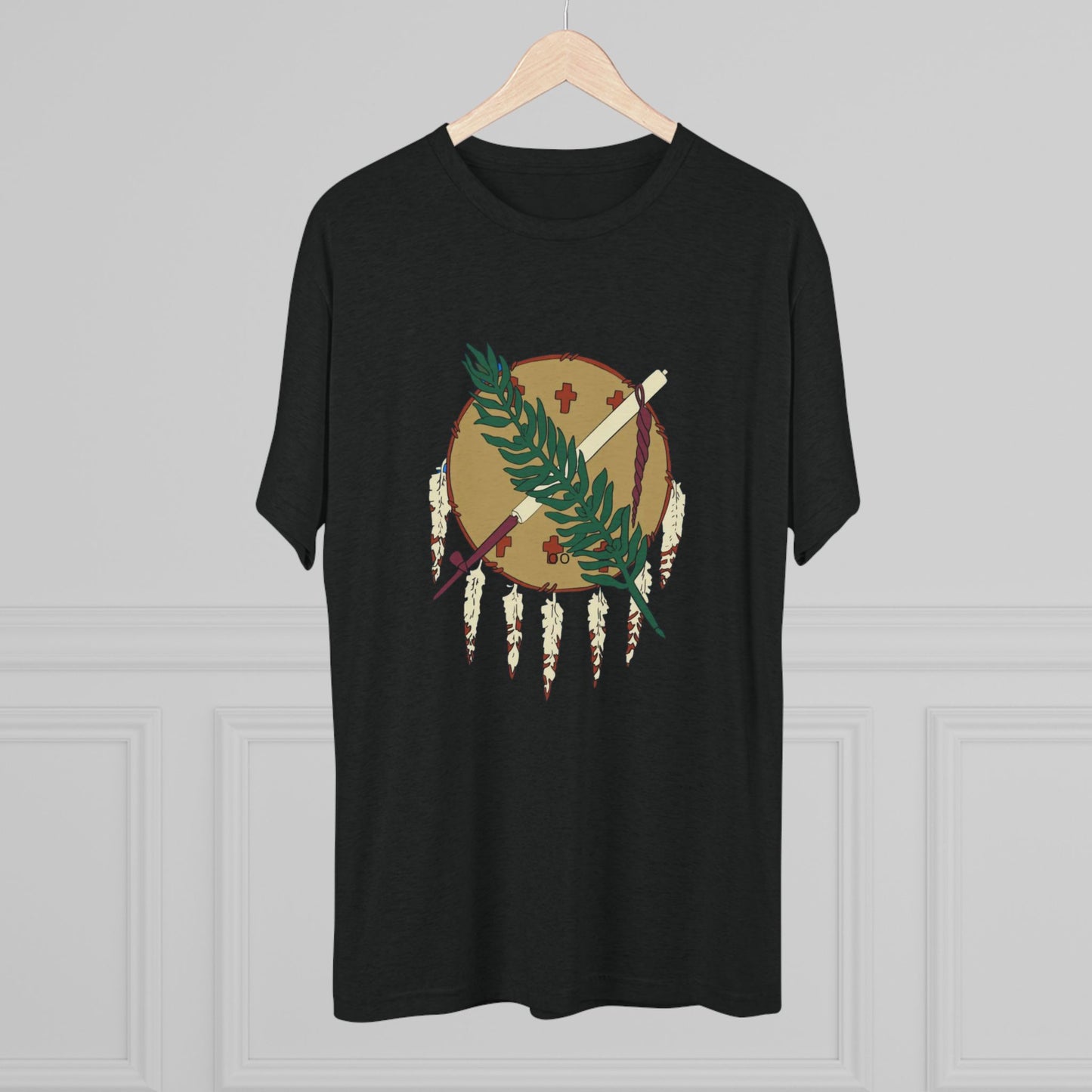 The Osage Shield! Famed for its Beauty and Meaning. Unisex Tri-Blend Crew Tee, Boho Shirt, Casual Wear, Gift for Nature Lovers, Festival Apparel, Unique Graphic Tee
