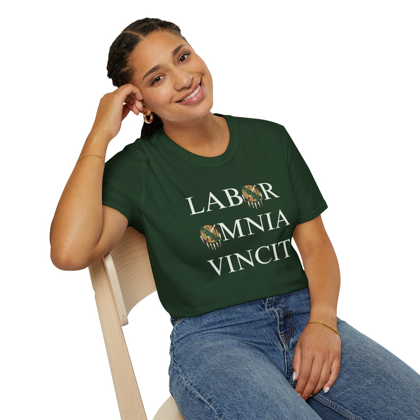 Labor Omnia Vincit. Our True Motto. 100% ring-spun cotton. XS - 5XL