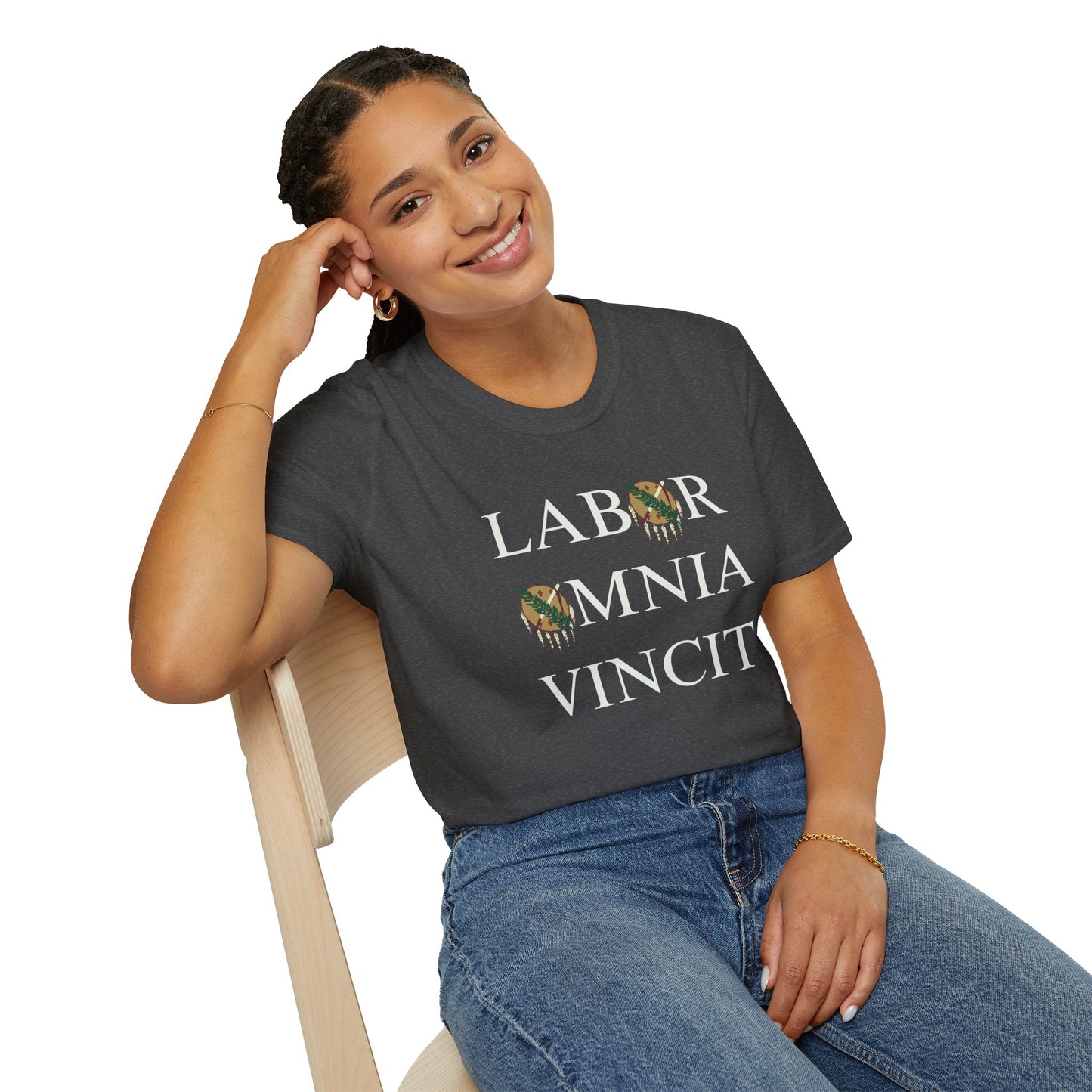 Labor Omnia Vincit. Our True Motto. 100% ring-spun cotton. XS - 5XL
