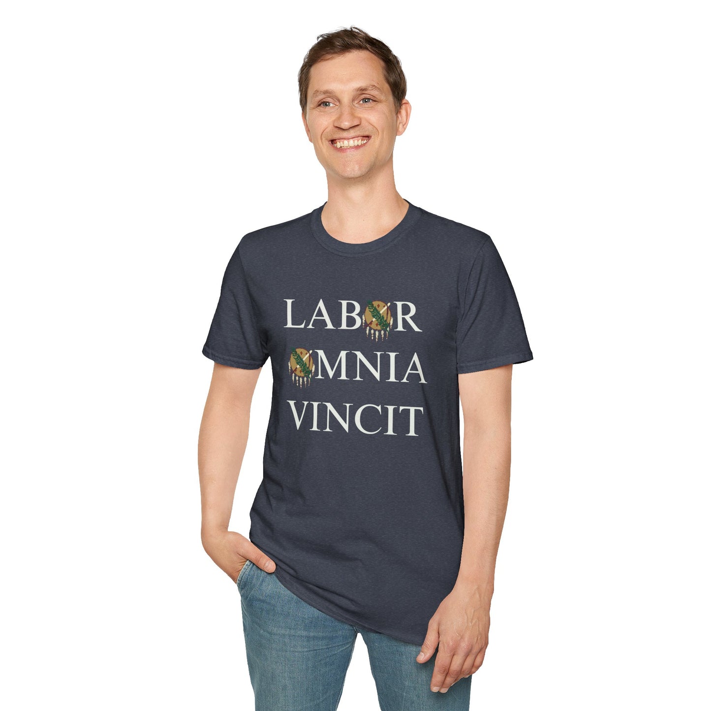 Labor Omnia Vincit. Our True Motto. 100% ring-spun cotton. XS - 5XL