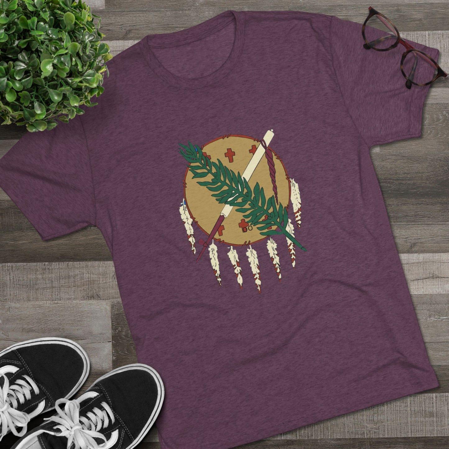 The Osage Shield! Famed for its Beauty and Meaning. Unisex Tri-Blend Crew Tee, Boho Shirt, Casual Wear, Gift for Nature Lovers, Festival Apparel, Unique Graphic Tee
