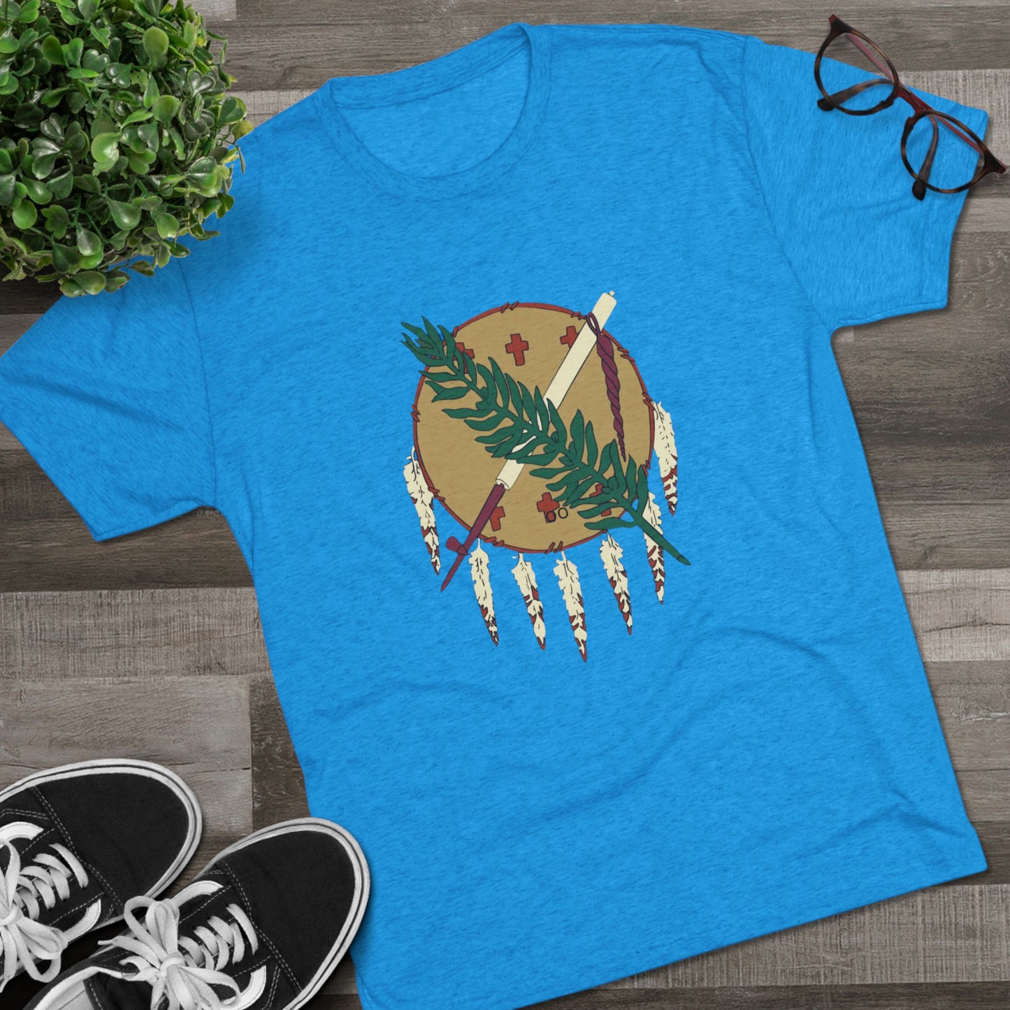 The Osage Shield! Famed for its Beauty and Meaning. Unisex Tri-Blend Crew Tee, Boho Shirt, Casual Wear, Gift for Nature Lovers, Festival Apparel, Unique Graphic Tee