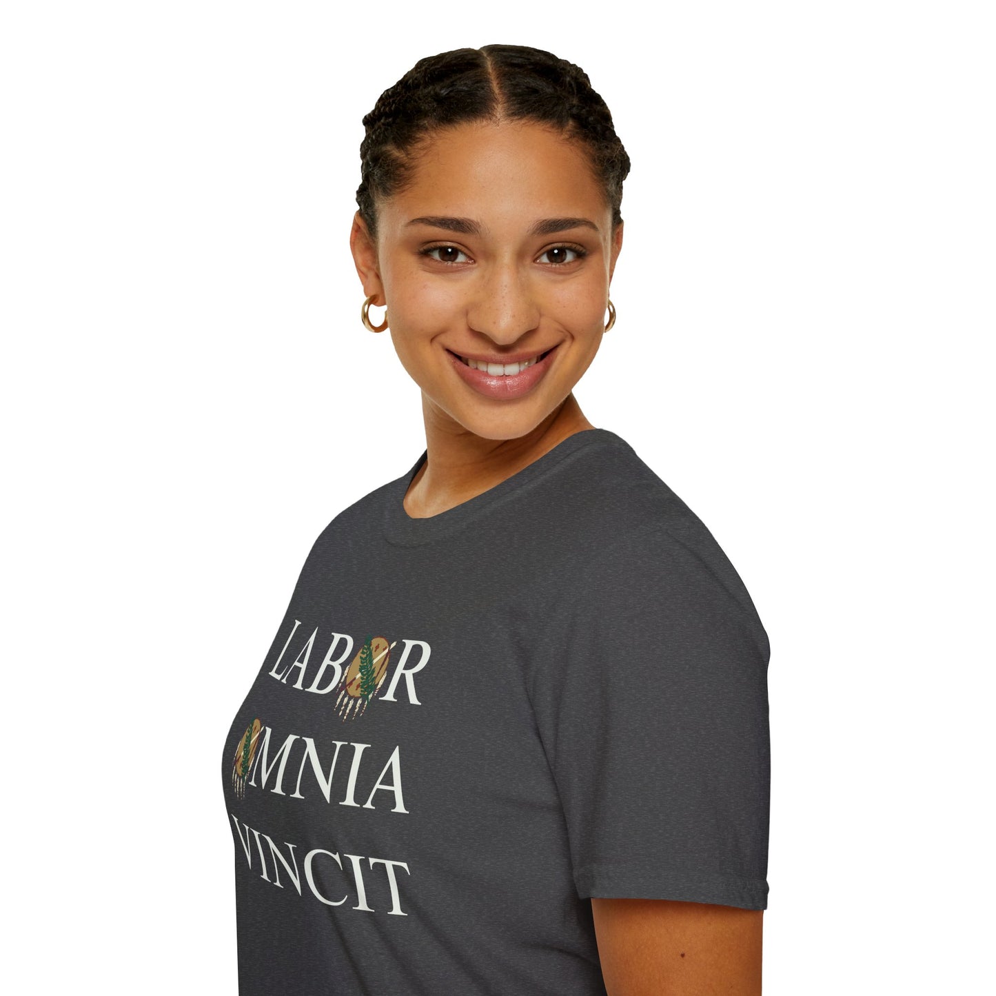 Labor Omnia Vincit. Our True Motto. 100% ring-spun cotton. XS - 5XL