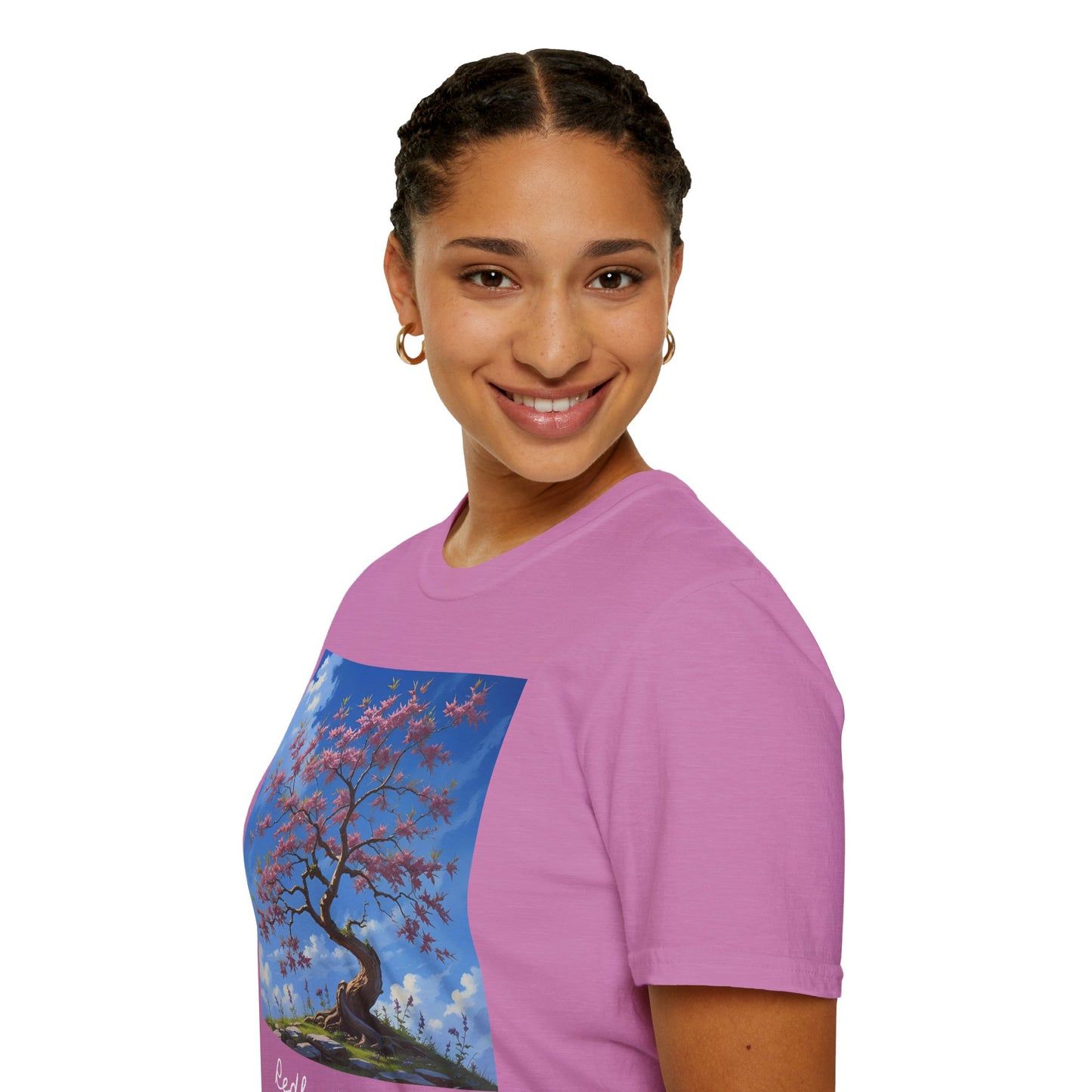 Tranquil Tree T-Shirt, Nature Lover Tee, Gift for Gardeners, Botanical Art Shirt, Relaxed Fit Summer Apparel