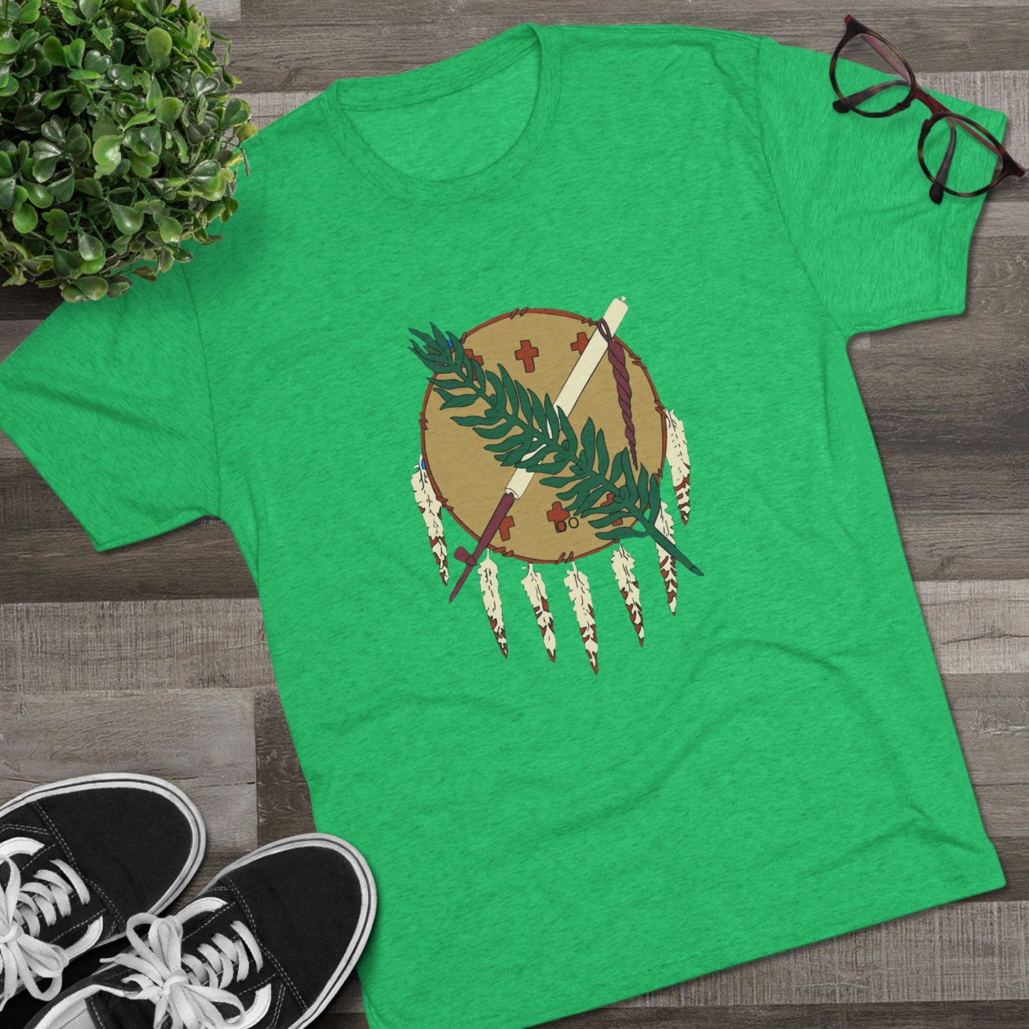 The Osage Shield! Famed for its Beauty and Meaning. Unisex Tri-Blend Crew Tee, Boho Shirt, Casual Wear, Gift for Nature Lovers, Festival Apparel, Unique Graphic Tee