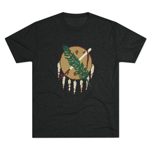 The Osage Shield! Famed for its Beauty and Meaning. Unisex Tri-Blend Crew Tee, Boho Shirt, Casual Wear, Gift for Nature Lovers, Festival Apparel, Unique Graphic Tee