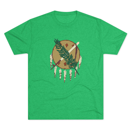 The Osage Shield! Famed for its Beauty and Meaning. Unisex Tri-Blend Crew Tee, Boho Shirt, Casual Wear, Gift for Nature Lovers, Festival Apparel, Unique Graphic Tee