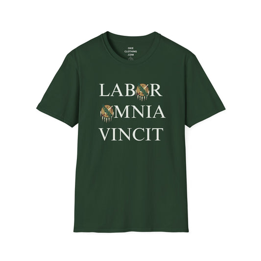 Labor Omnia Vincit. Our True Motto. 100% ring-spun cotton. XS - 5XL
